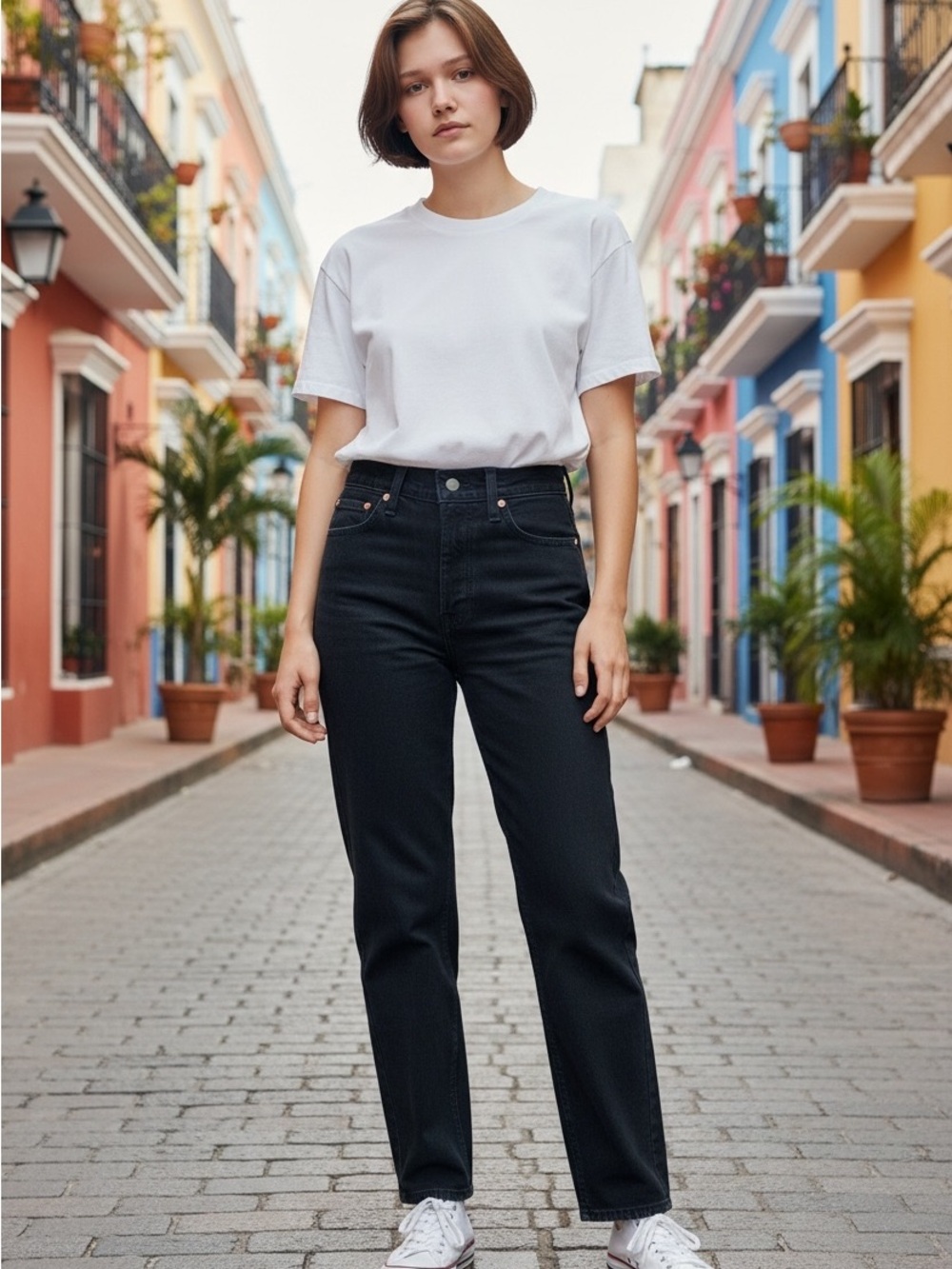 Levi's Women's High-Rise Straight Jeans in Black